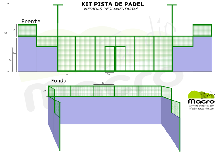 Kit de pista de padel reglamentaria.